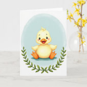 Carte avec cadre ovale bébé oiseau (Fleur jaune)