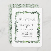 carte avec détails de feuillage à l'aquarelle (Devant / Derrière)