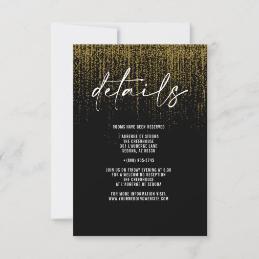 Carte avec détails pailletés or et code QR tendanc (Devant)