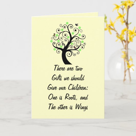 Carte avec devis éducatif (Fleur jaune)