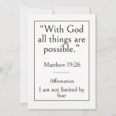 Carte Avec Dieu, tout est possible, Matthieu 19:26 (Devant)