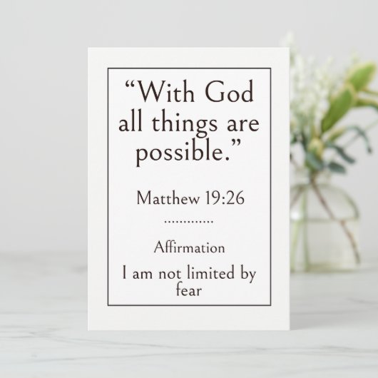 Carte Avec Dieu, tout est possible, Matthieu 19:26 (Debout devant)