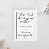 Carte Avec Dieu, tout est possible, Matthieu 19:26 (Devant/Arrière en situation)