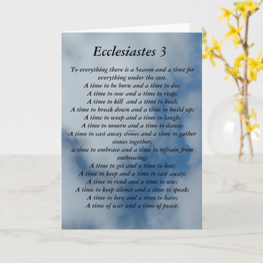 carte avec Ecclésiaste 3 verset sur fond de ciel (Fleur jaune)