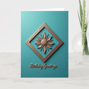Carte avec emblème d'or radieux