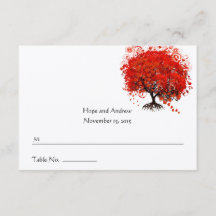 Carte avec Enclos d'Arbre à Feuilles de Cœur Rouge