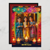 Carte Avec la photo Rainbow Diwali Splendor (Devant / Derrière)