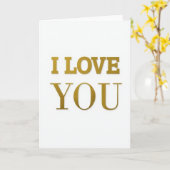 Carte avec lettrage doré 'Je t'aime' (Fleur jaune)