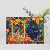 Carte Avec Photo Diwali Minuit Glow (Debout devant)