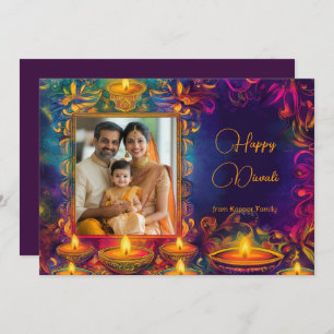 Carte Avec photo et texte personnalisé Happy Diwali