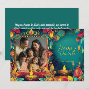 Carte Avec photo et texte personnalisé Radiant Turquoise