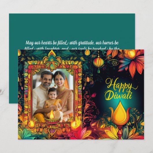 Carte Avec Photo Happy Diwali (Devant / Derrière)