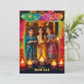 Carte Avec photo La splendeur de Diwali arc-en-ciel (Debout devant)