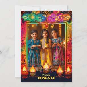 Carte Avec photo La splendeur de Diwali arc-en-ciel