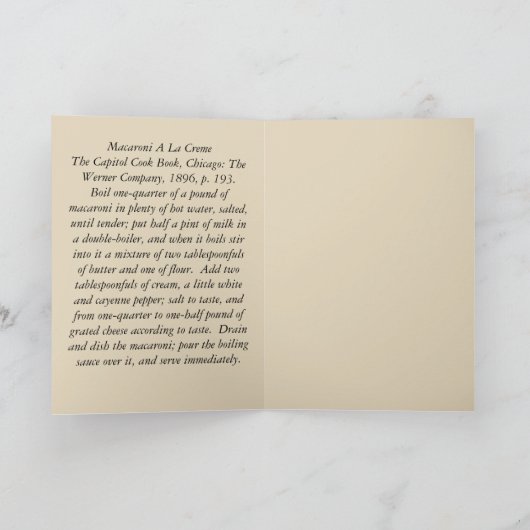 Carte avec recette (Intérieur)