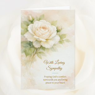 Carte Avec sympathie affectueuse Fleurs en ivoire chréti