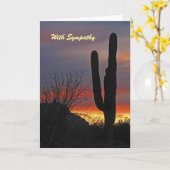 Carte Avec sympathie, Saguaro Cactus au coucher du solei (Fleur jaune)