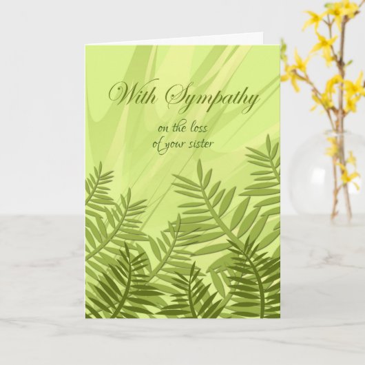 Carte Avec sympathie sur la perte de votre soeur Ferns (Fleur jaune)