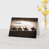 Carte Avec Sympathie Western Cowboys à cheval (Fleur jaune)