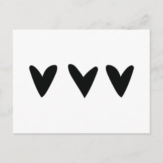 Carte avec trois coeurs noirs mignons