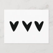 Carte avec trois coeurs noirs mignons (Devant)