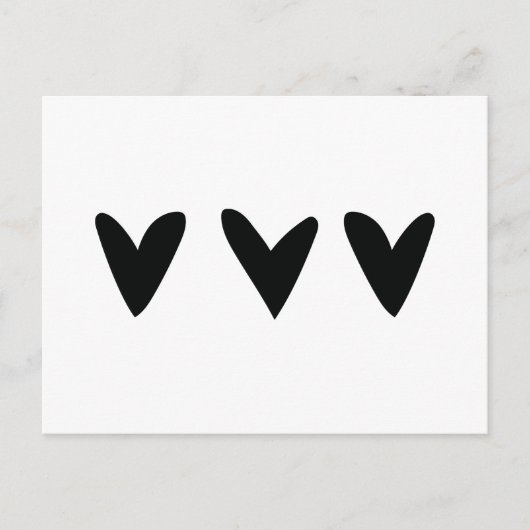 Carte avec trois coeurs noirs mignons (Devant)