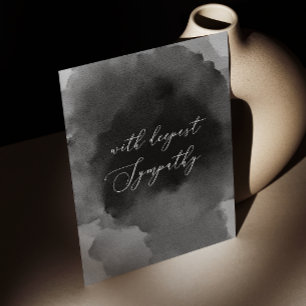 Carte Avec une profonde sympathie. Script noir aquarelle