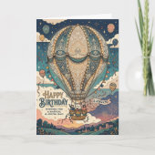 Carte Aventure d'anniversaire en montgolfière Steampunk (Devant)