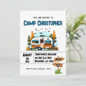 Carte Aventure de camping d'anniversaire pour garçons (Debout devant)