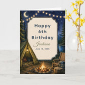 Carte Aventure de feu de camp d'anniversaire en forêt (Fleur jaune)