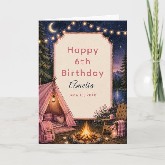 Carte Aventure de feu de camp d'anniversaire en forêt (Devant)