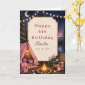 Carte Aventure de feu de camp d'anniversaire en forêt (Fleur jaune)