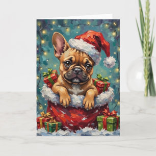 Carte Aventure de Noël de Bouledogue Français dans le Sa
