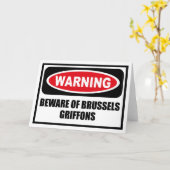 Carte Avertissement ATTENTION DE BRUXELLES GRIFFONS Cart (Fleur jaune)