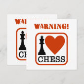 Carte Avertissement ! J'aime les échecs (Devant / Derrière)