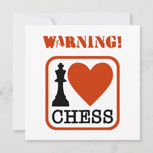 Carte Avertissement ! J'aime les échecs (Devant)