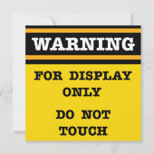 Carte Avertissement pour affichage uniquement Ne touche  (Devant)