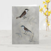 Carte Aviaire argenté | Une paire d'oiseaux (Fleur jaune)