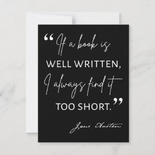 Carte Avid Reader II - Citation de Jane Austen