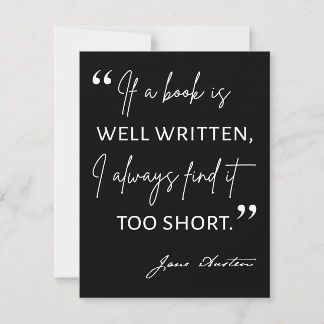 Carte Avid Reader II - Citation de Jane Austen (Devant)