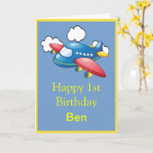 Carte Avion 1er anniversaire (Fleur jaune)