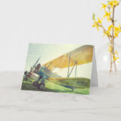 Carte Avion antique "prévol Biplane" (Fleur jaune)