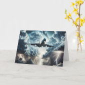 Carte Avion d'anniversaire dans une tempête (Fleur jaune)