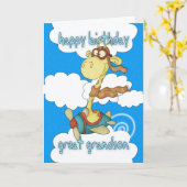 Carte Avion d'arrière-petit-fils/girafe Birthd d'avion (Fleur jaune)