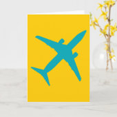 Carte Avion graphique en bleu aqua (Fleur jaune)