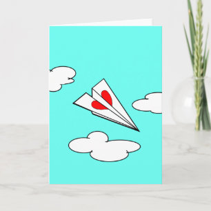 Carte Avion papier avec coeur