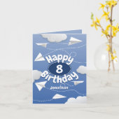 Carte avion plié en papier avions enfants anniversaire (Fleur jaune)