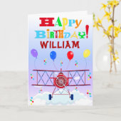 Carte Avion vintage Ballons Anniversaires (Fleur jaune)