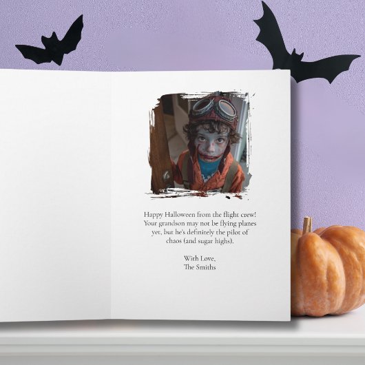 Carte Avion Zombie éffrayant et photo de la maison hanté