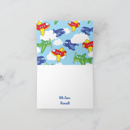 Carte Avions et Jets mignons 1ère fête d'anniversaire (Intérieur)